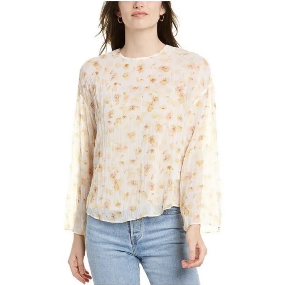 Vince Tops - Vince | Pressed Petal Blouse Long Sleeve Floral White Yellow Size XS